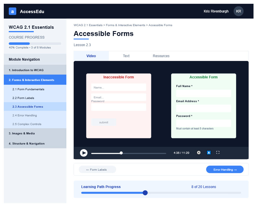 Accessibility Lesson mockup